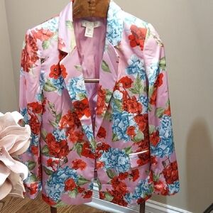 Nwt Medium Rachel Zoe Pink Floral Blazer